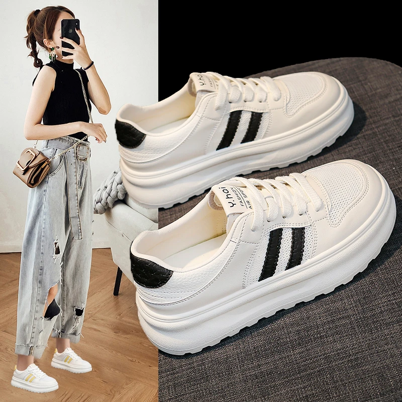 厚底小白鞋女2025春季新款爆款增高面包鞋百搭小众时尚运动板鞋