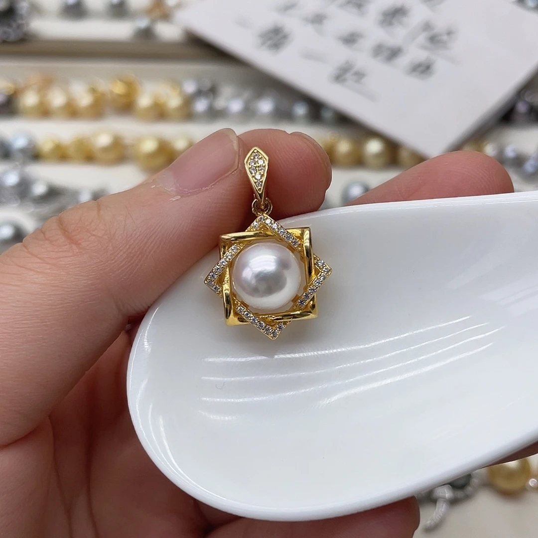 海水珍珠银S925镶嵌吊坠(不含链)