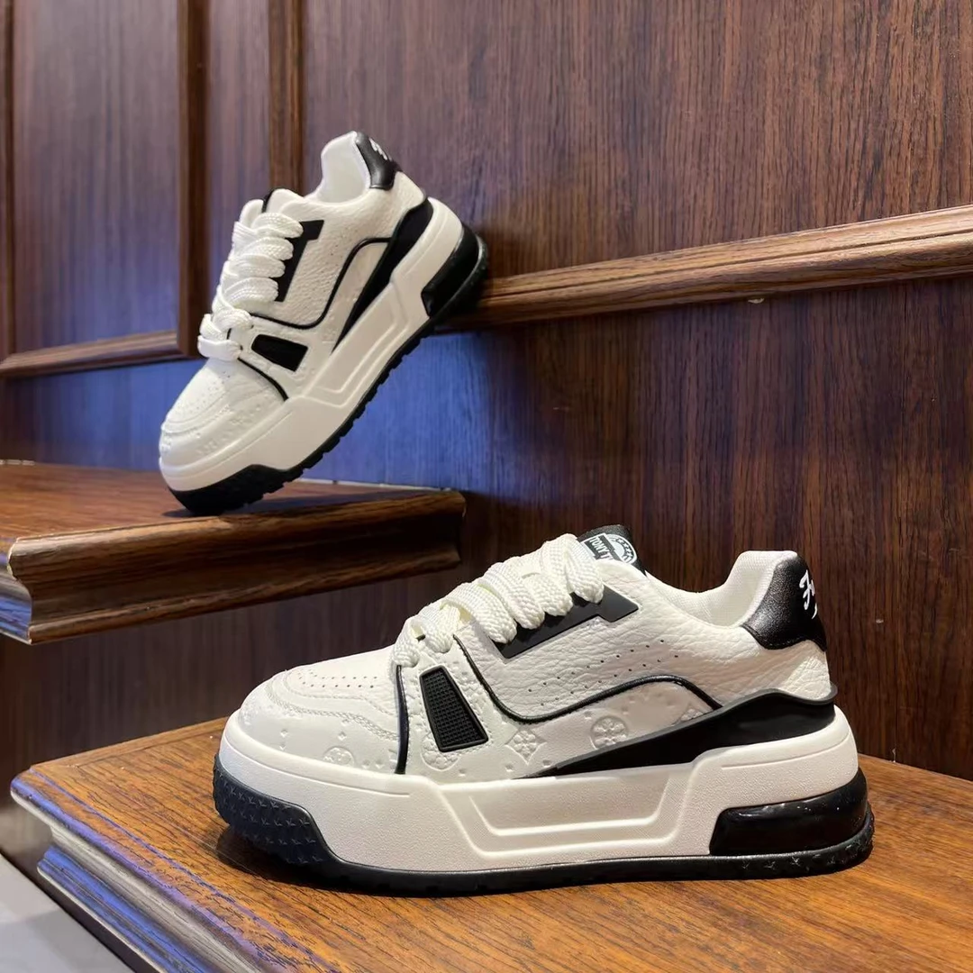 男鞋2025秋季百搭厚底小白鞋舒适增高休闲板鞋低帮系带男生潮鞋子