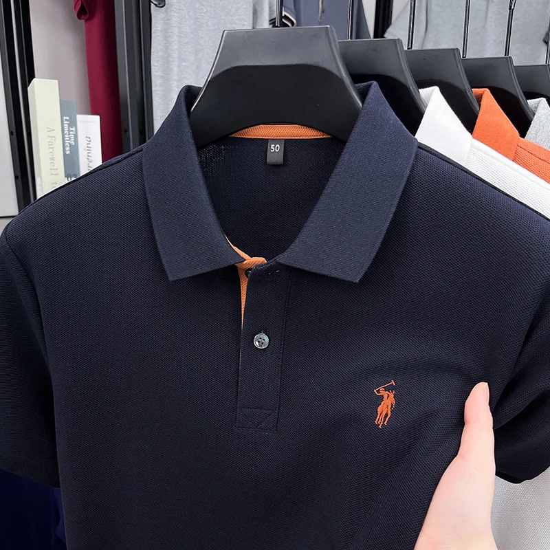 100%纯棉翻领POLO衫男纯色百搭短袖T恤内搭打底衫夏季重磅上衣潮