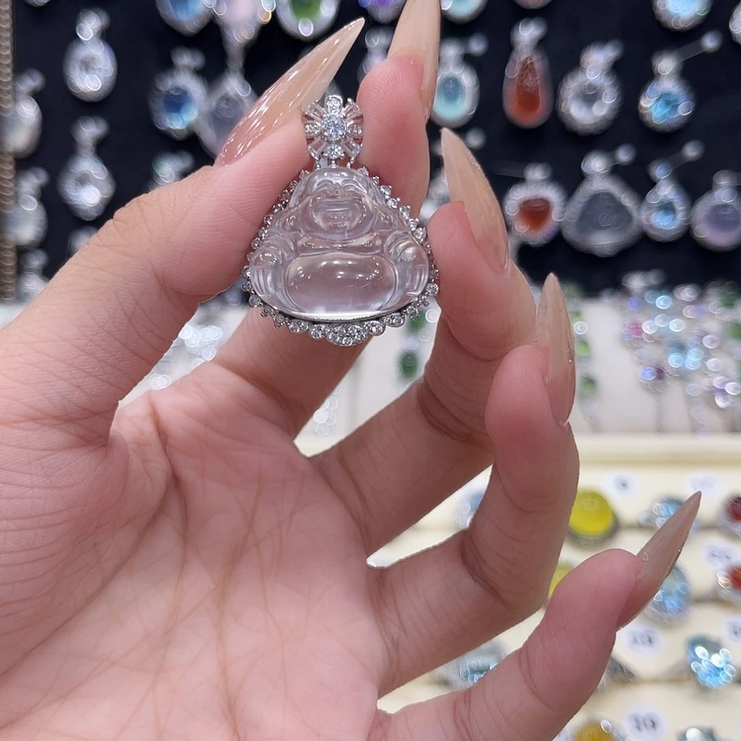 岫玉银S925镶嵌吊坠达****溜