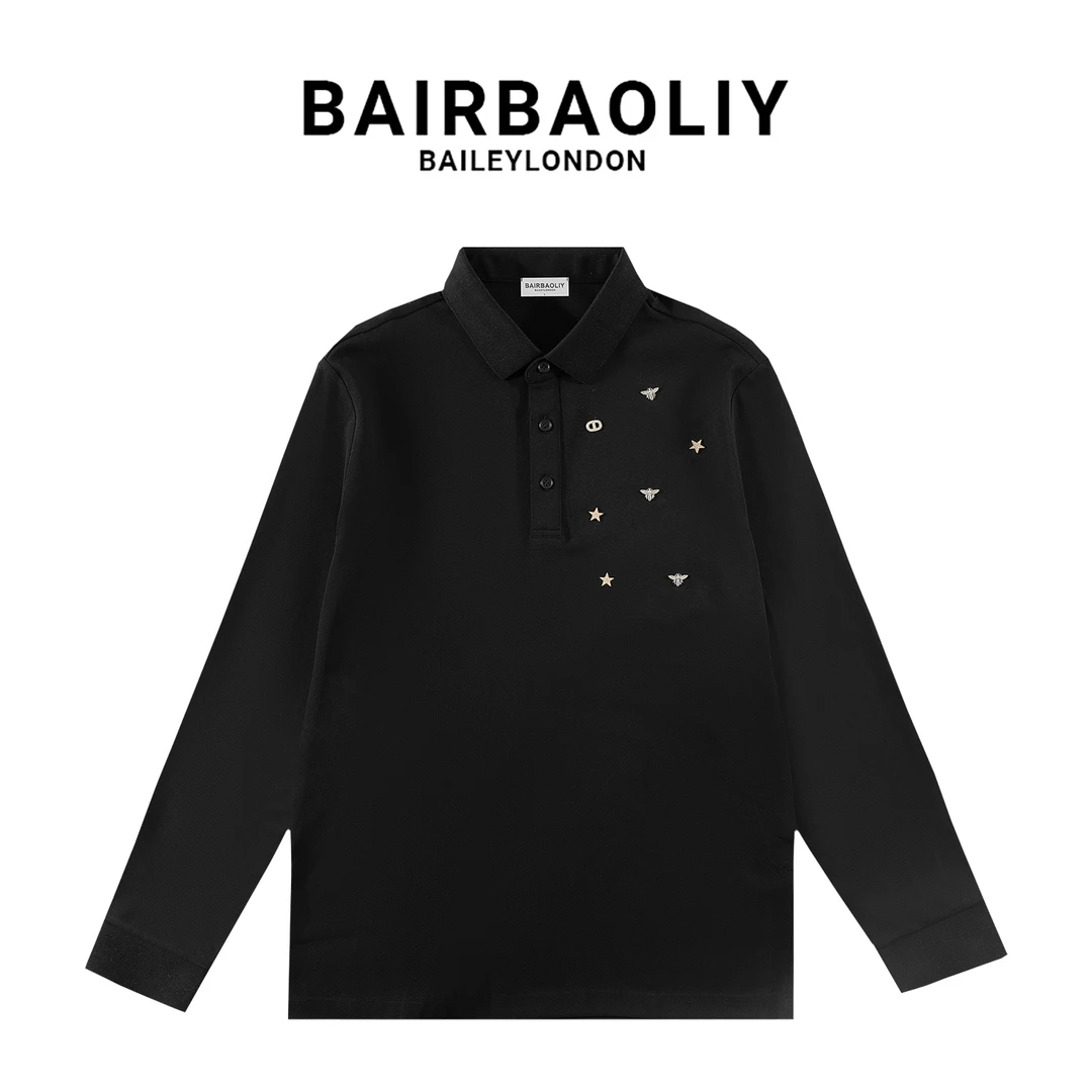 BAIRBAOLIY轻奢精致高级感顺滑修身商务休闲男士长袖小翻领POLO衫
