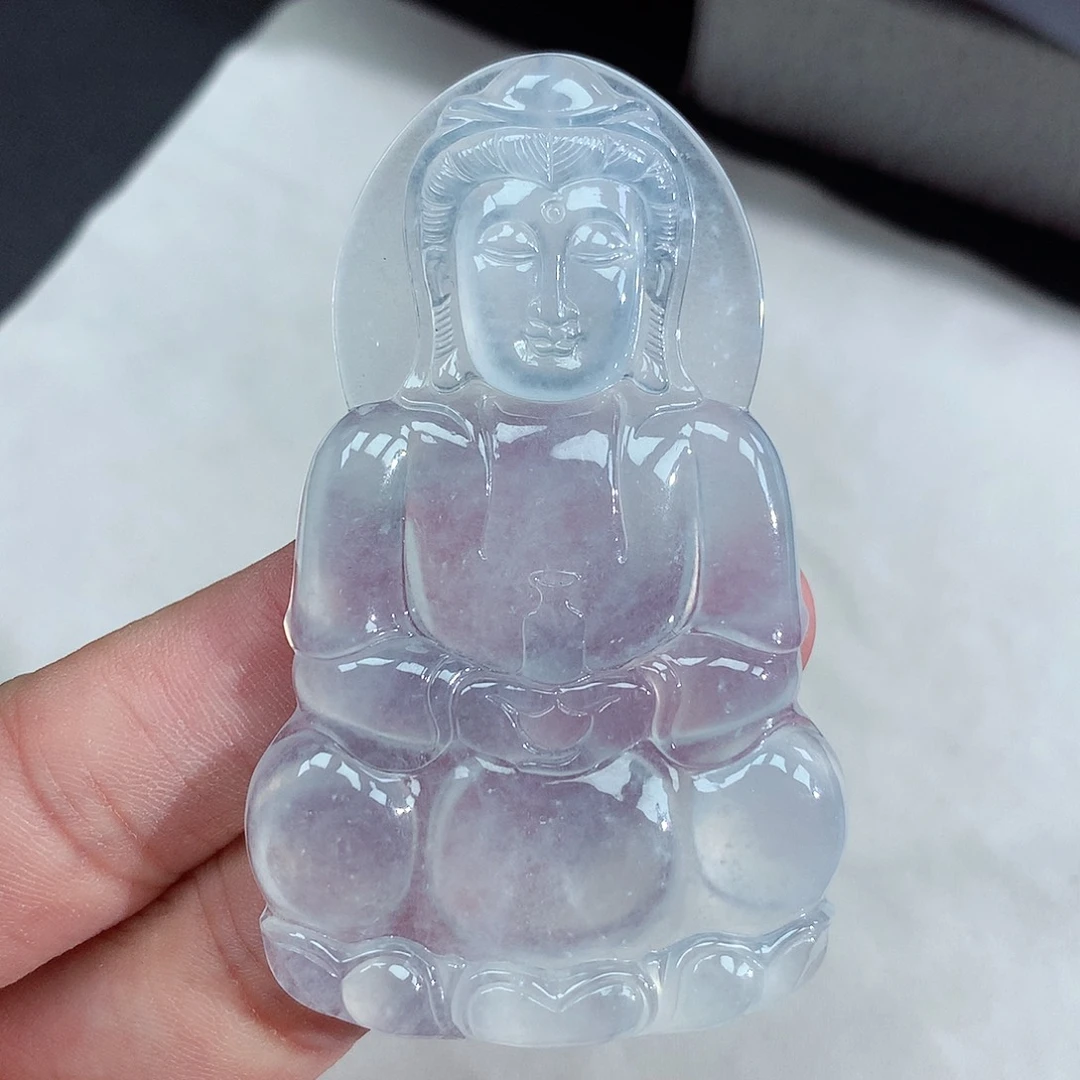 翡翠未镶嵌颈饰正冰白冰观音