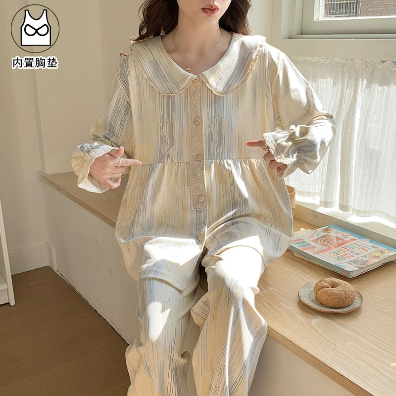 【夏季云感棉+胸垫款】月子服春秋4-9月份产后家居服孕妇睡衣哺乳衣