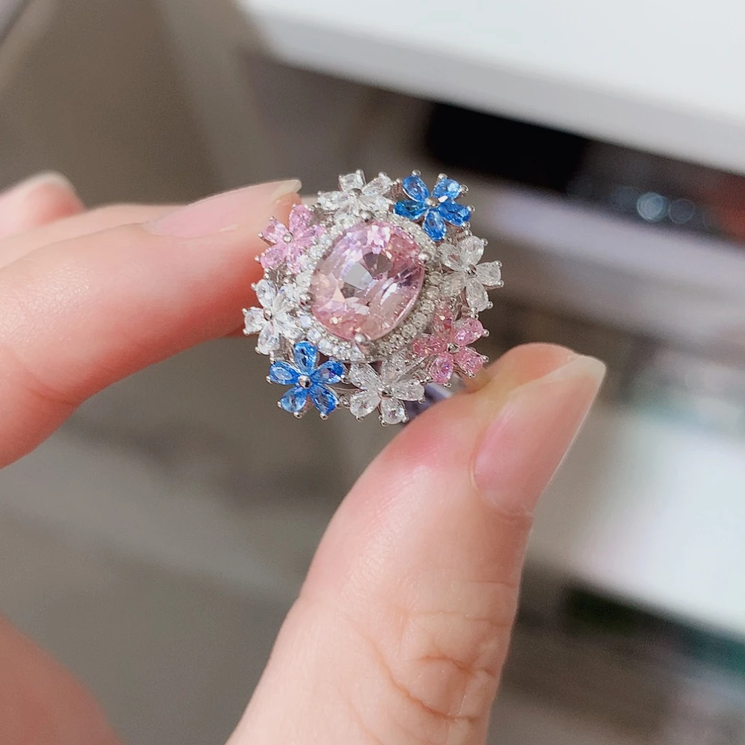 银S925镶嵌戒指碧玺