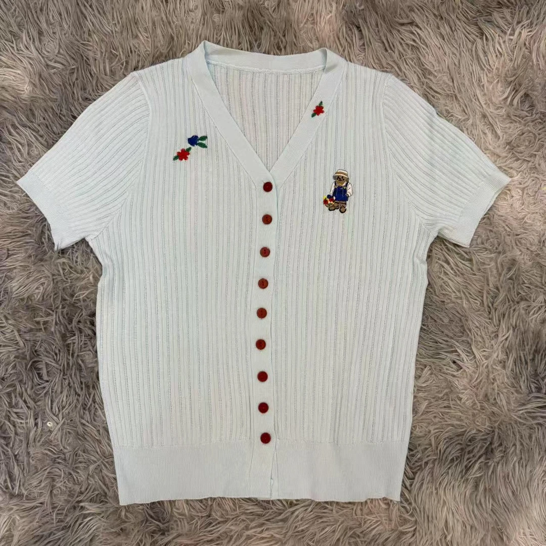 A187号 蓝、白、黄2025新款时尚百搭短袖轻奢女装T恤