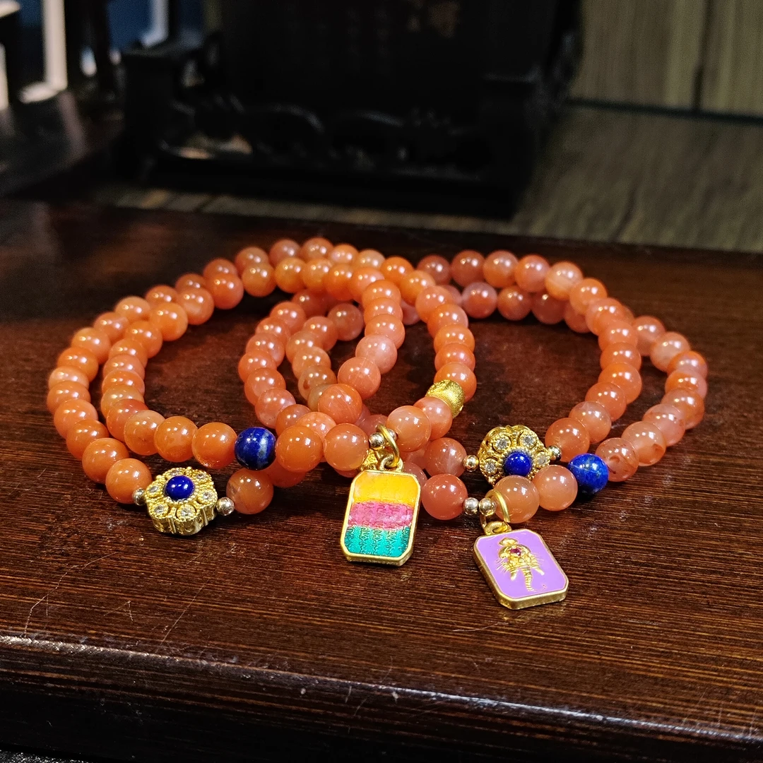 【书记甄选】原创南红双圈手链 多样式发一 约6mm  GD1273