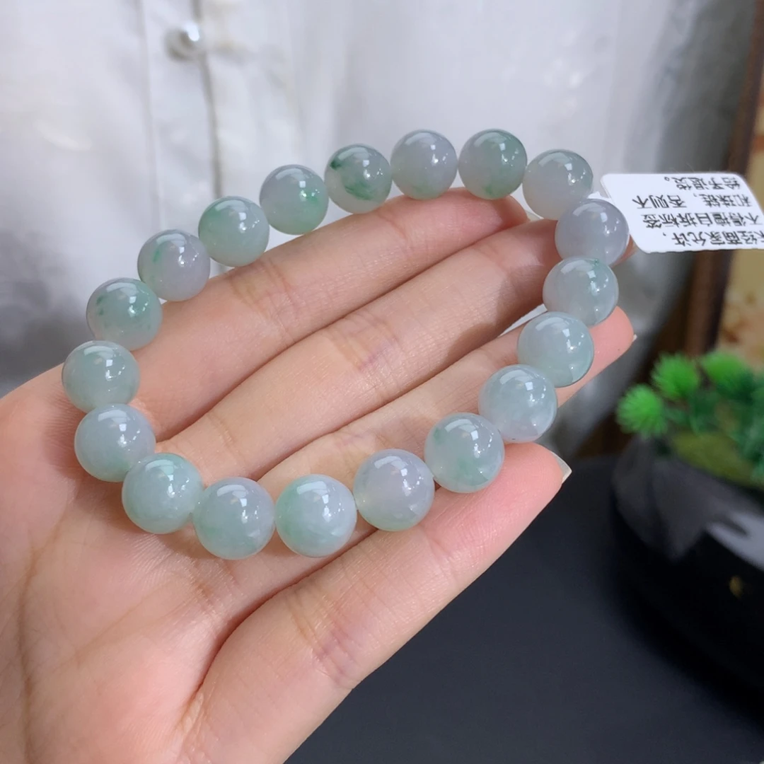 未镶嵌手串翡翠卡10冰润飘绿花