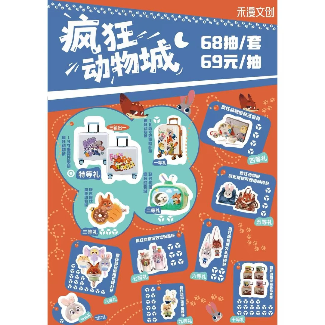 【正版授权】疯狂动物城旅行系列抽抽乐(小九代拆)