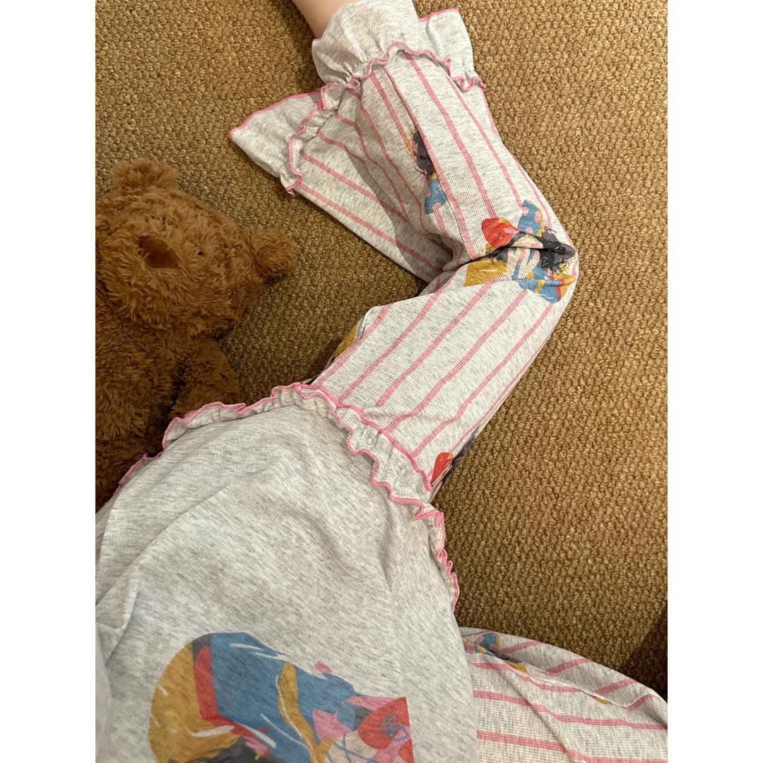 【油画风宝贝】韩版少女卡通短袖睡衣女夏季大码套装新款宽松家居服