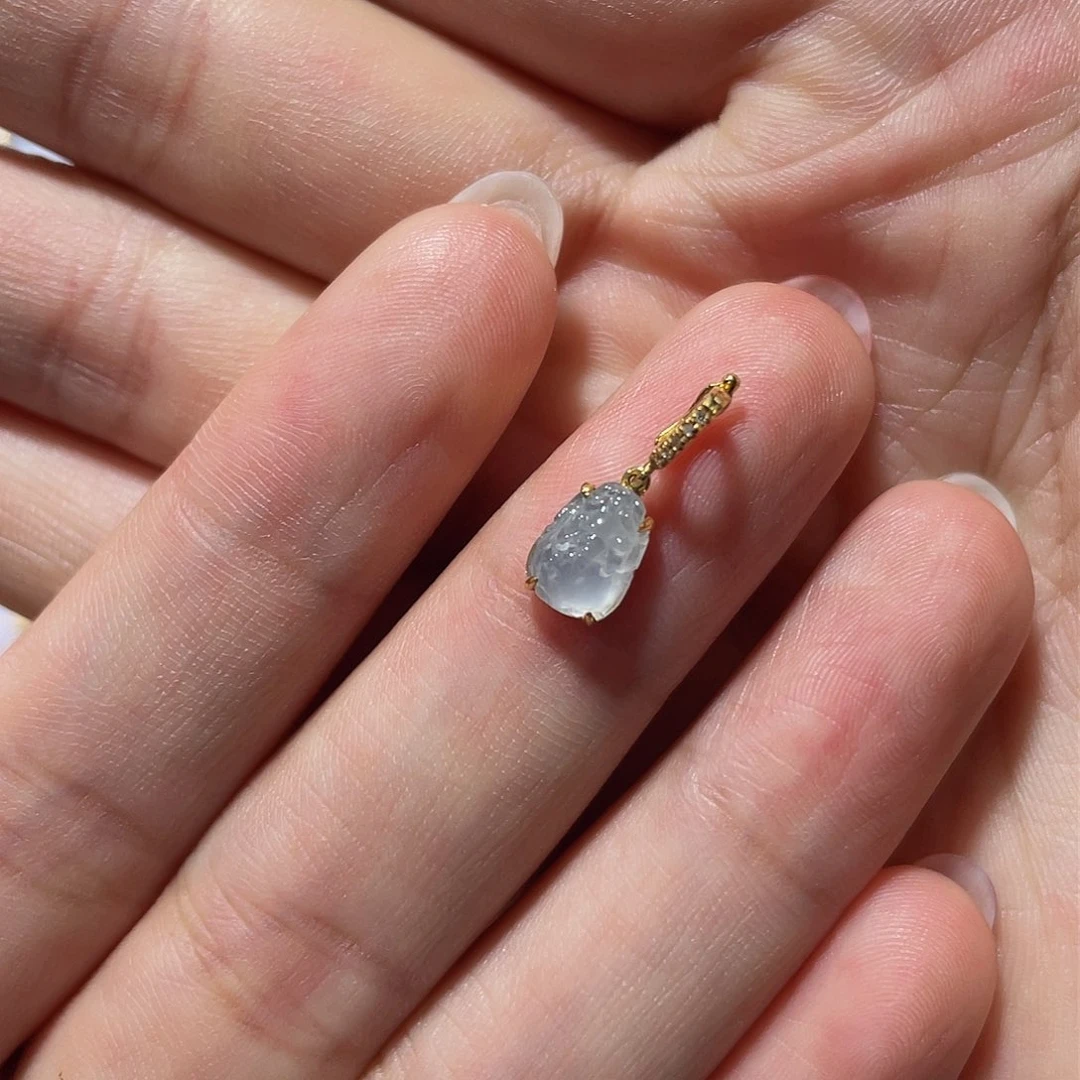 翡翠18K金镶嵌吊坠(不含链)