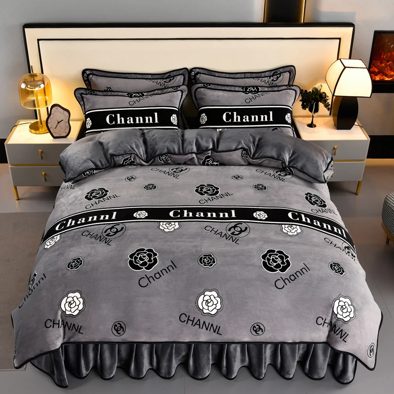 冬季保暖必备防静电牛奶绒四件套加绒加厚床品套件保暖