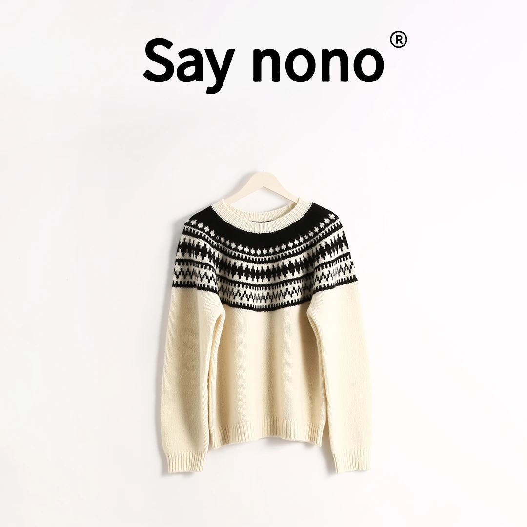 懒猫nono│Saynono 复古费尔岛提花浪漫氛围感针织毛衣/LPKHD01127