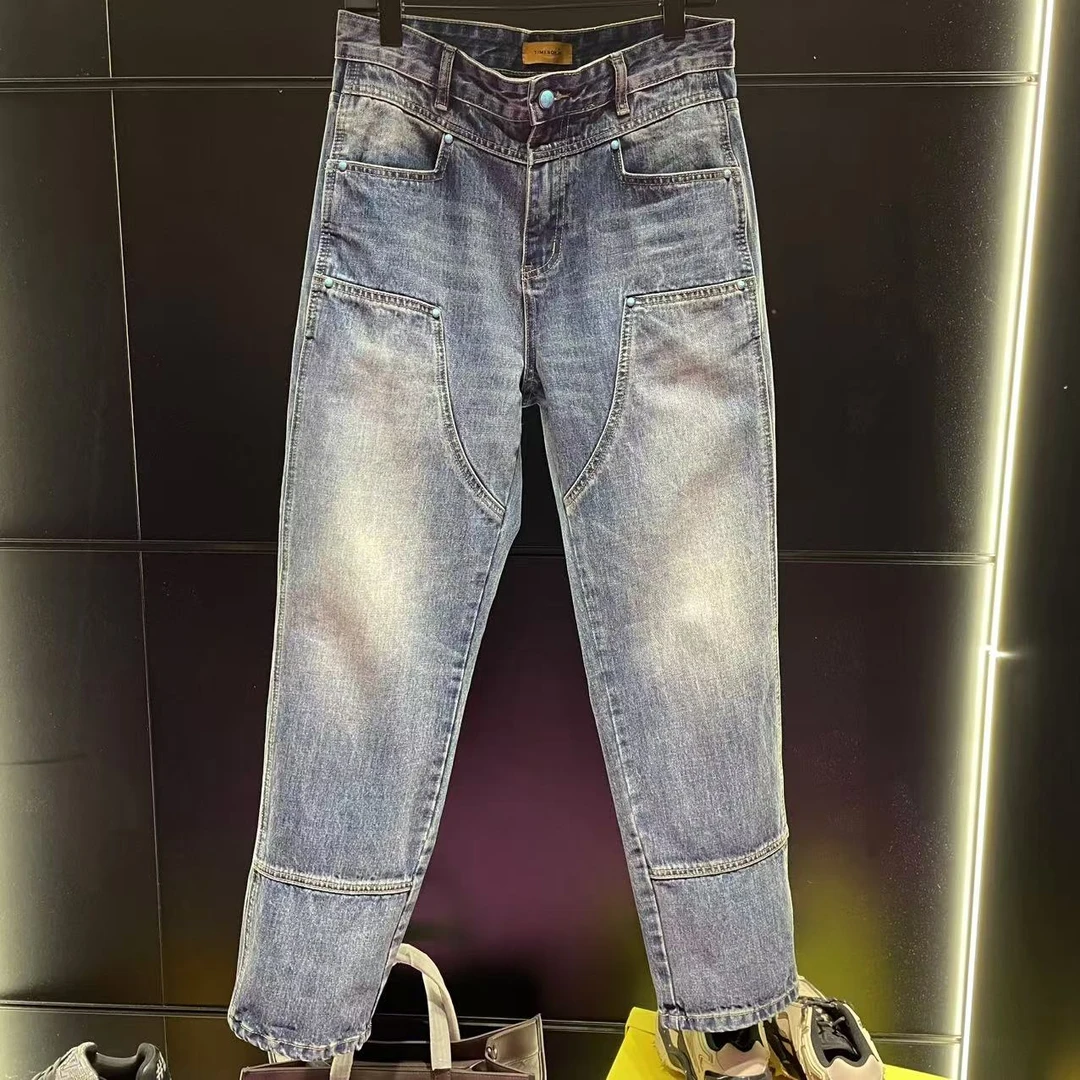 新【TIME BOKAN】男士冬季时尚百搭潮流绿松石款休闲牛仔裤88229