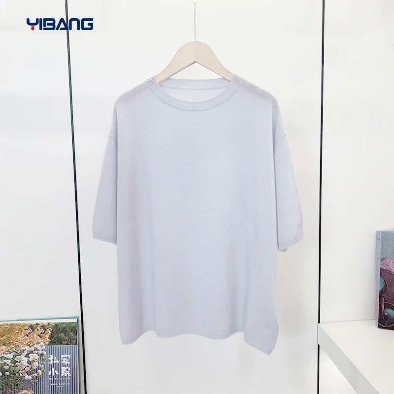 谊邦『康赛妮小山羊绒』糖果色慵懒风~秋季中袖圆领宽松羊绒衫上衣