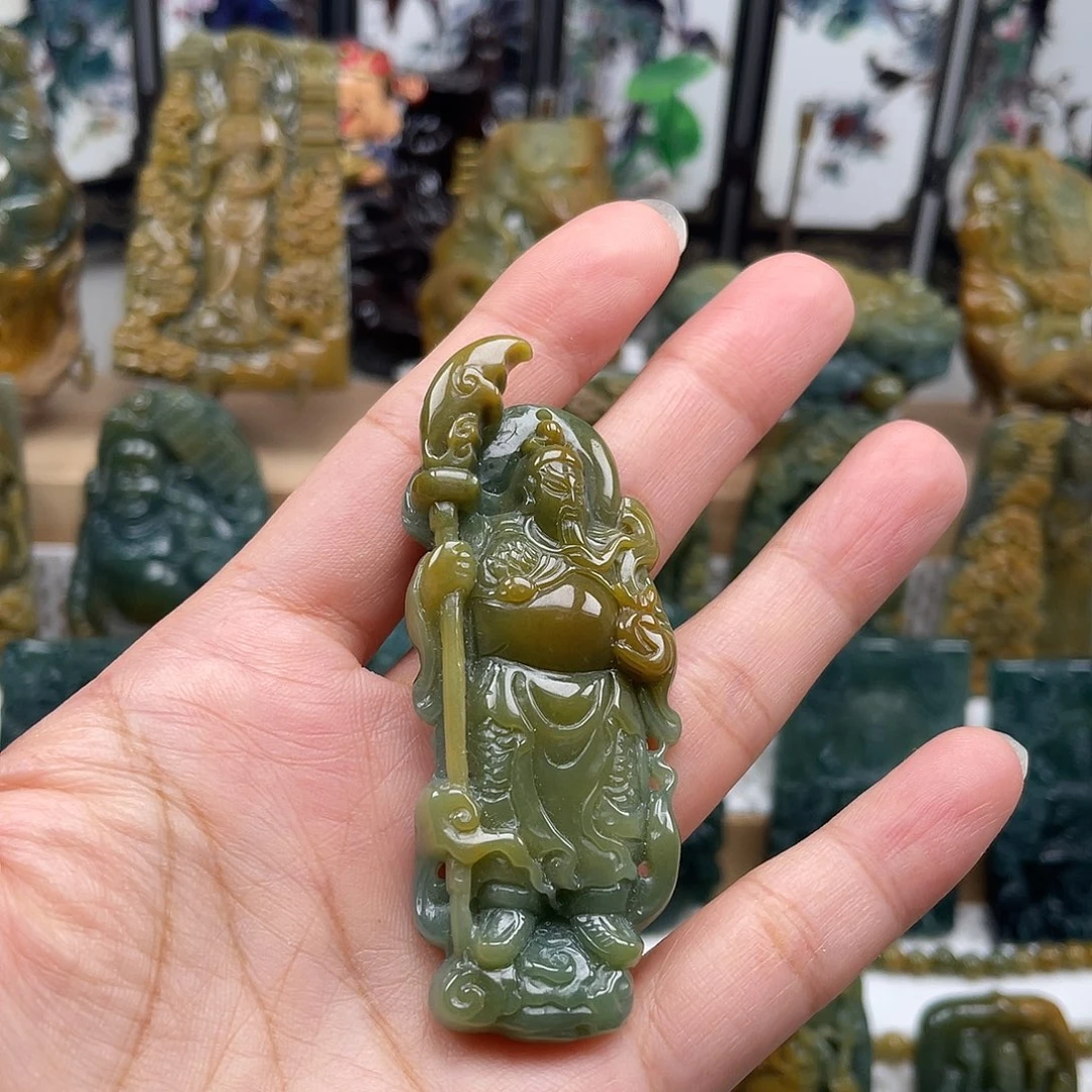 翡翠未镶嵌颈饰天然翡翠a货关公