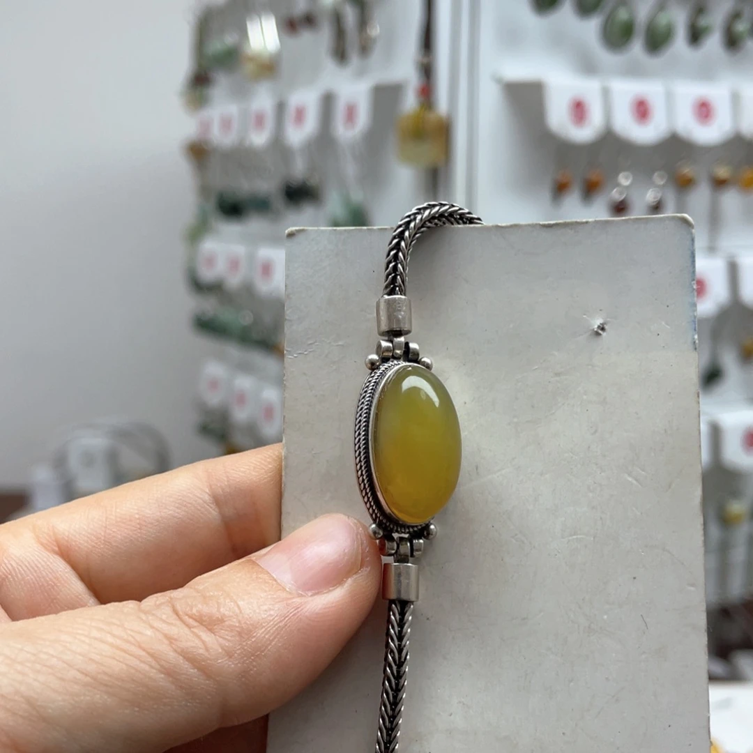 啦***鸭蛇纹石玉未镶嵌手链