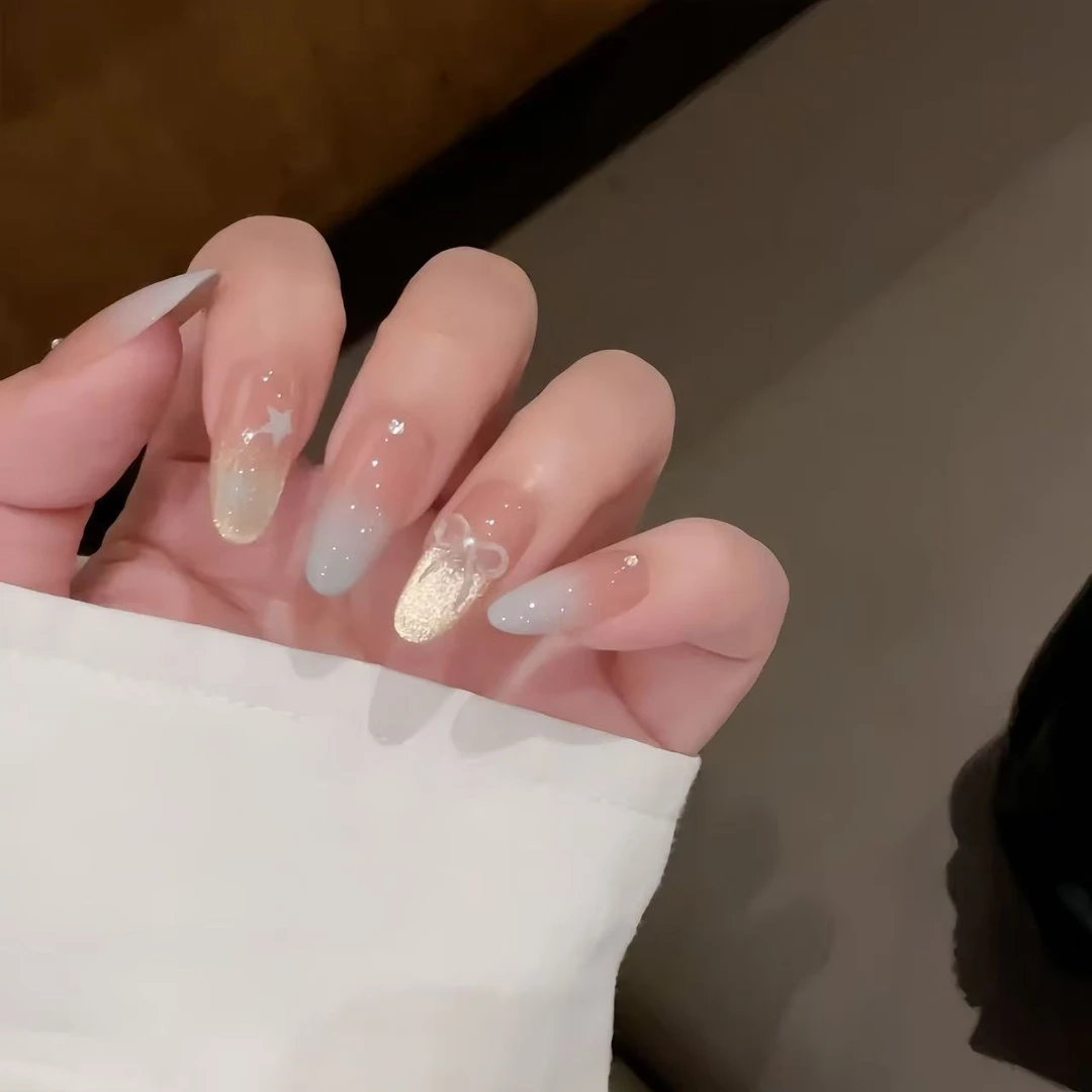 [海盐]手工穿戴甲秋冬新款渐变温柔高级猫眼甲片显白气质美甲贴