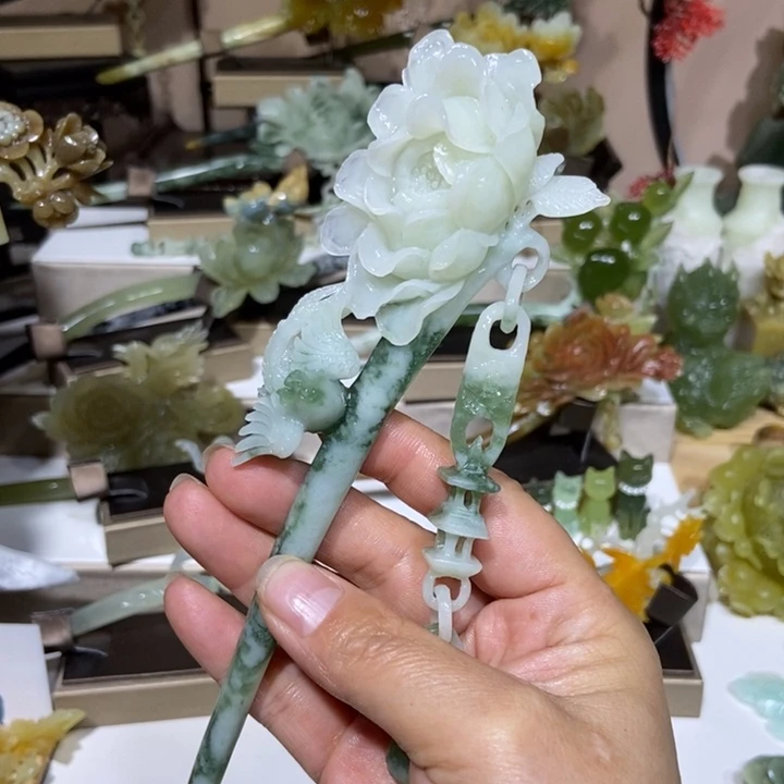 洋***记蛇纹石玉未镶嵌发饰