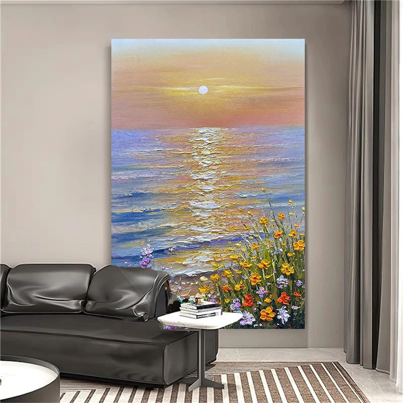 《海上繁花》纯手工油画现代简约走廊玄关客厅沙发背景墙装饰画
