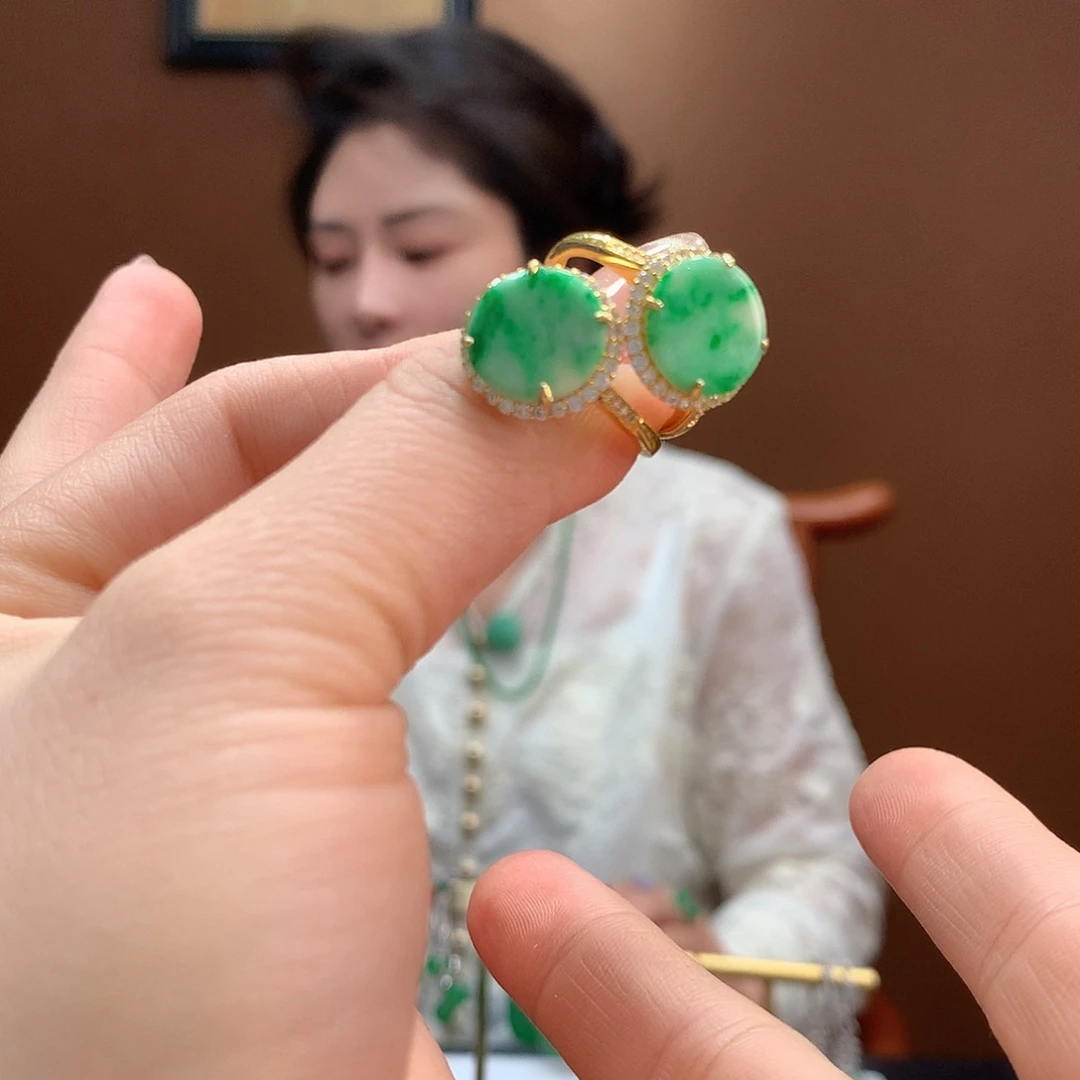 翡翠戒指银S925镶嵌戒指多样性发1个