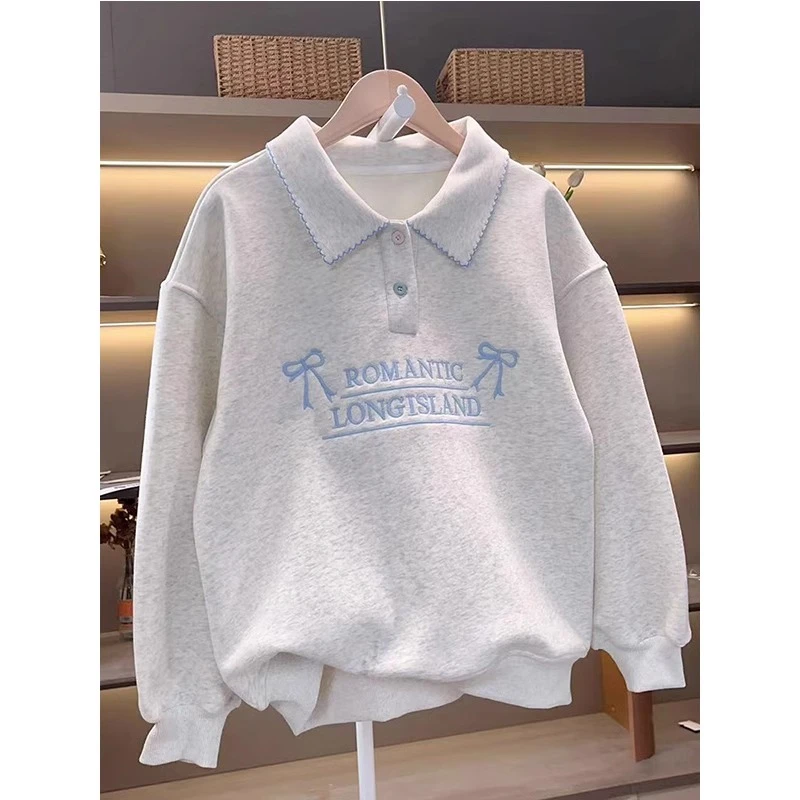 女童卫衣春秋2025新款儿童上衣洋气POLO领女大童春装装休闲打底衫