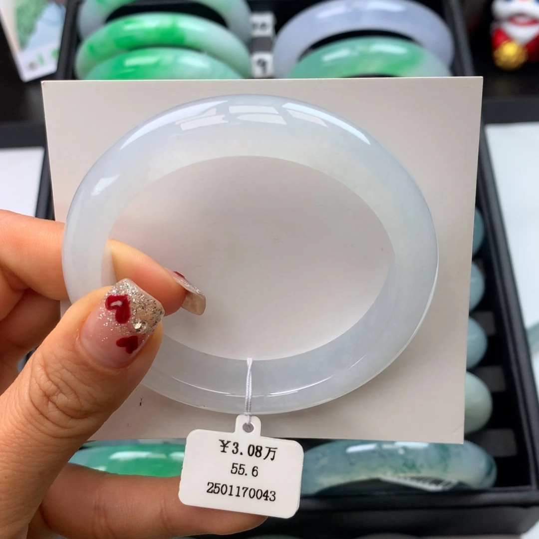 翡翠手镯未镶嵌55-56白月光正圈