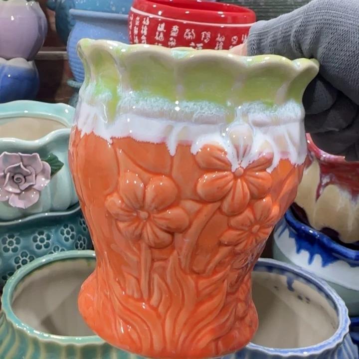 凑9块包邮，有孔，陶瓷花盆