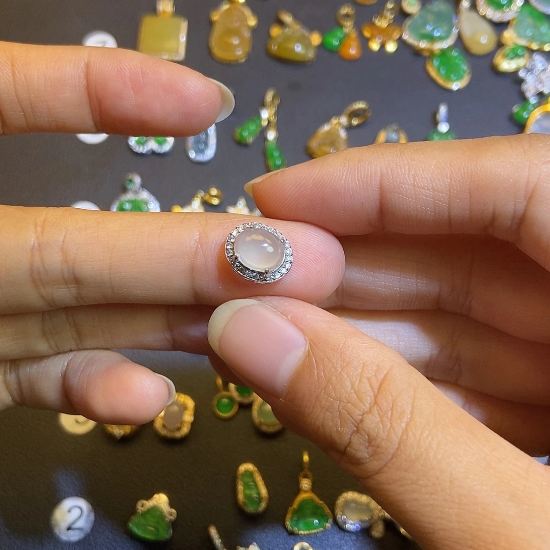 翡翠银S925镶嵌吊坠(不含链)