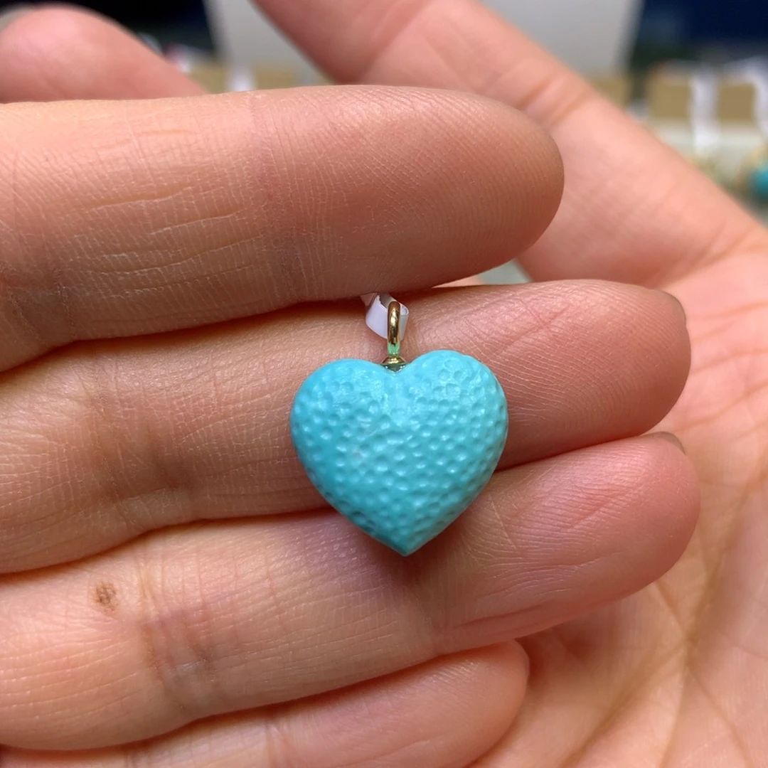 绿松石吊坠18K金镶嵌