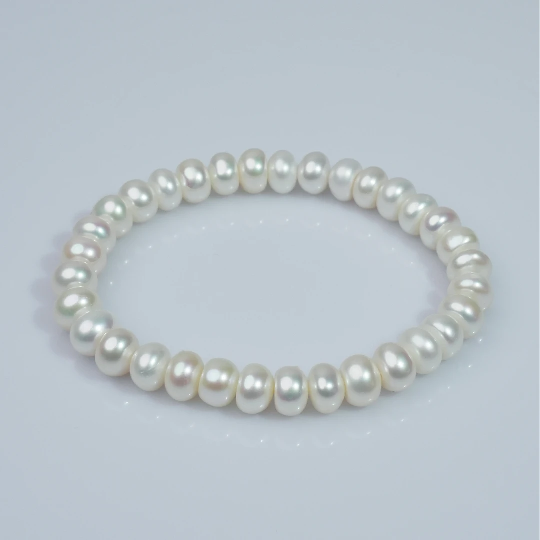 7-8mm淡水无核珍珠全珠手链白色经典高光高亮手串0609