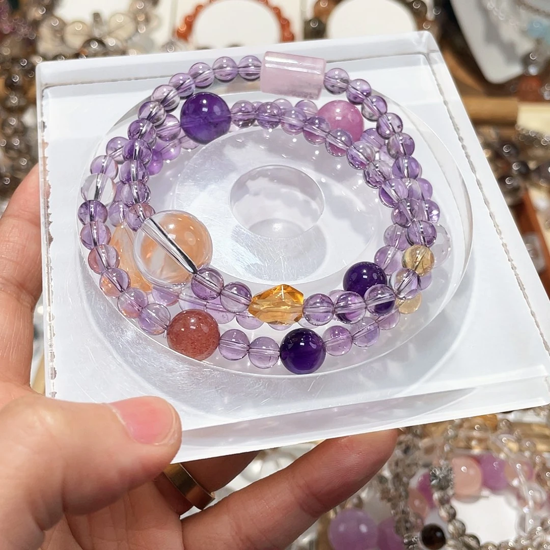 琦***。未镶嵌手链水晶巴西紫多圈