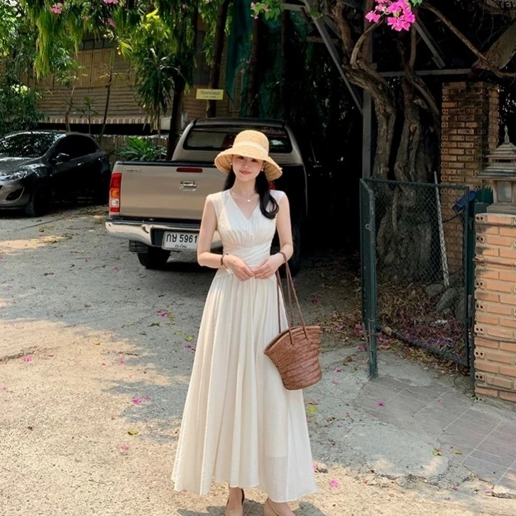 K N J小个子定制连衣裙中长款收腰显瘦法式温柔初恋长裙