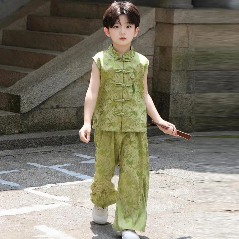 男童夏装唐装套装2025新款潮儿童短袖汉服中国风男孩古装夏季炸街