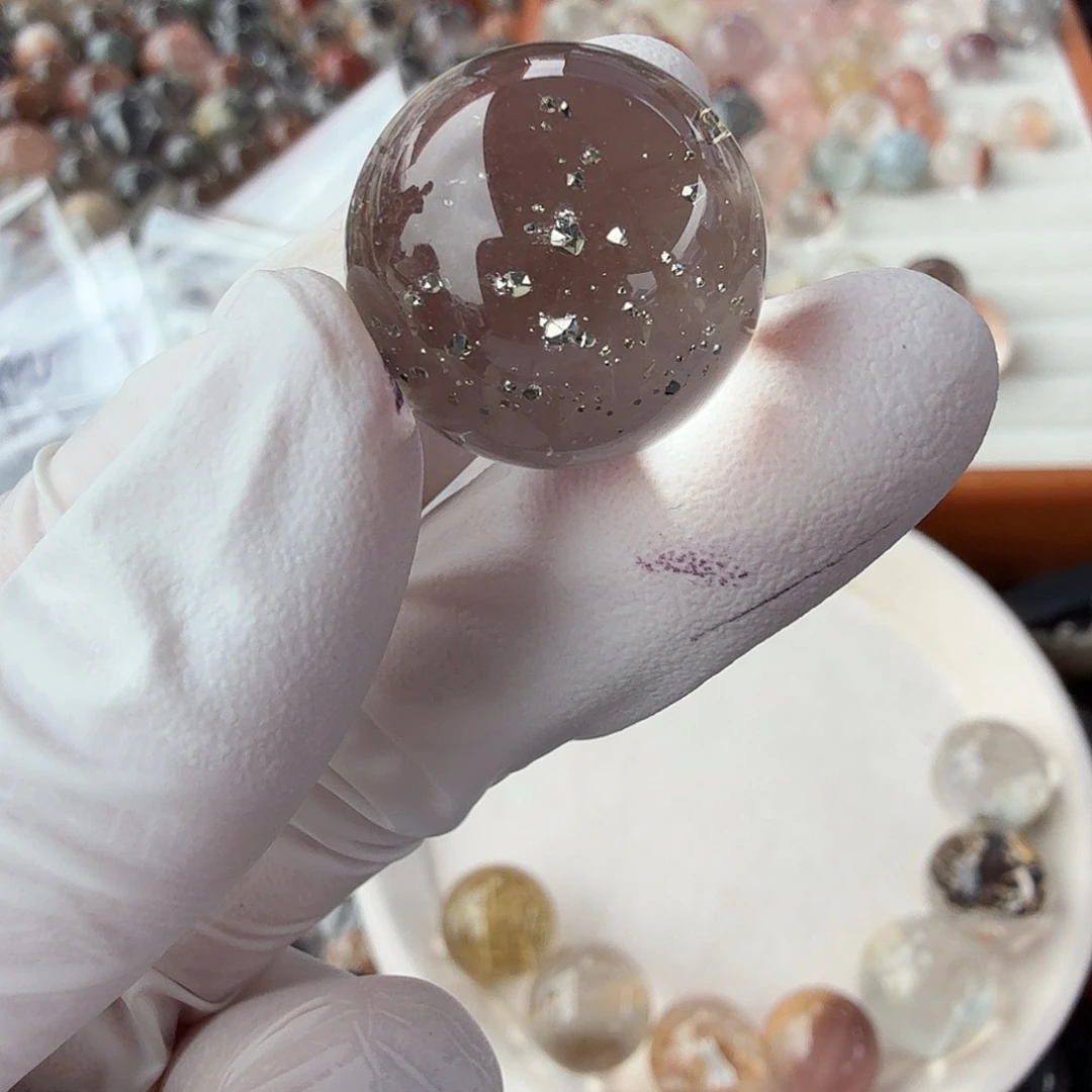 凡***害未镶嵌珠宝半成品水晶19mm黄铜矿定制不退换