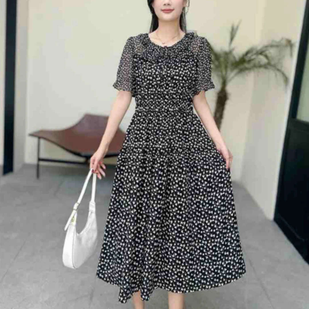 锦弘相依28579高品质连衣裙面料薄舒适度好修身显瘦