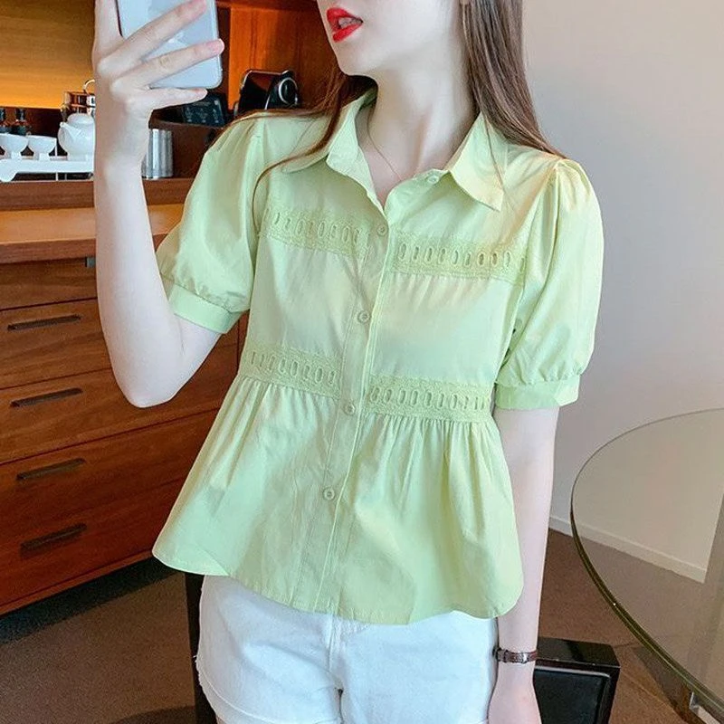 法式小众花边拼接时尚上衣2025夏季小清新洋气百搭高