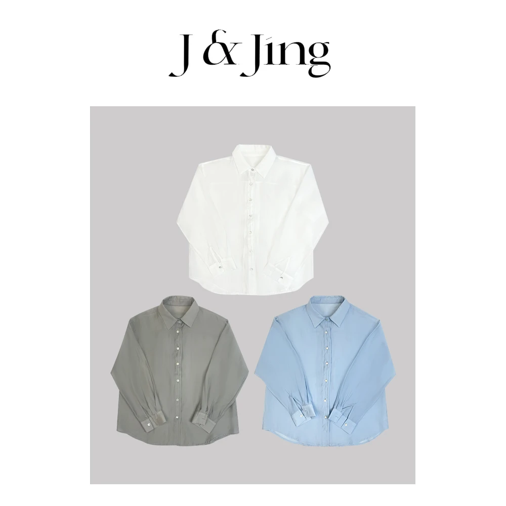 J&Jing-「自由慵懒度」-上新~薄款后背开叉宽松舒适百搭衬衣B1750