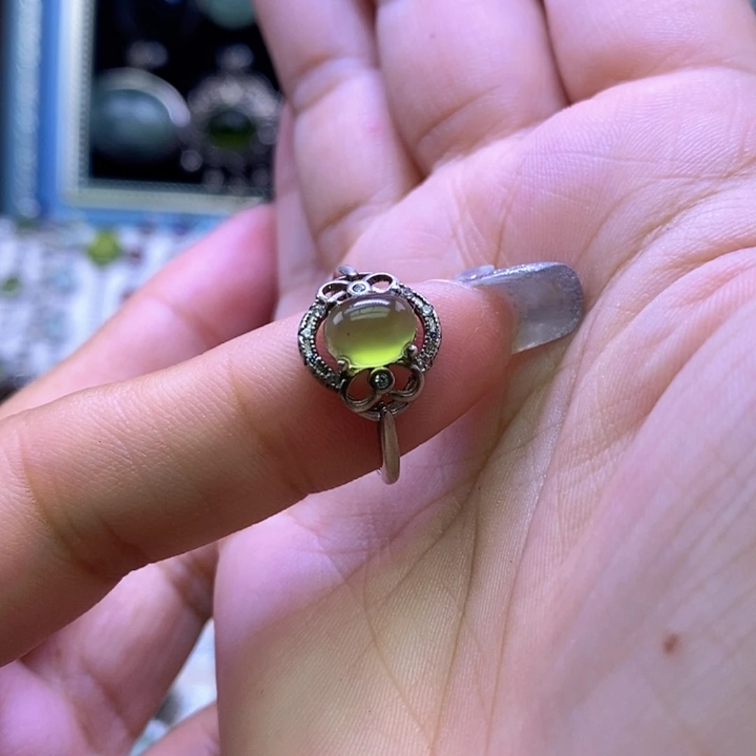 岫玉银S925镶嵌戒指