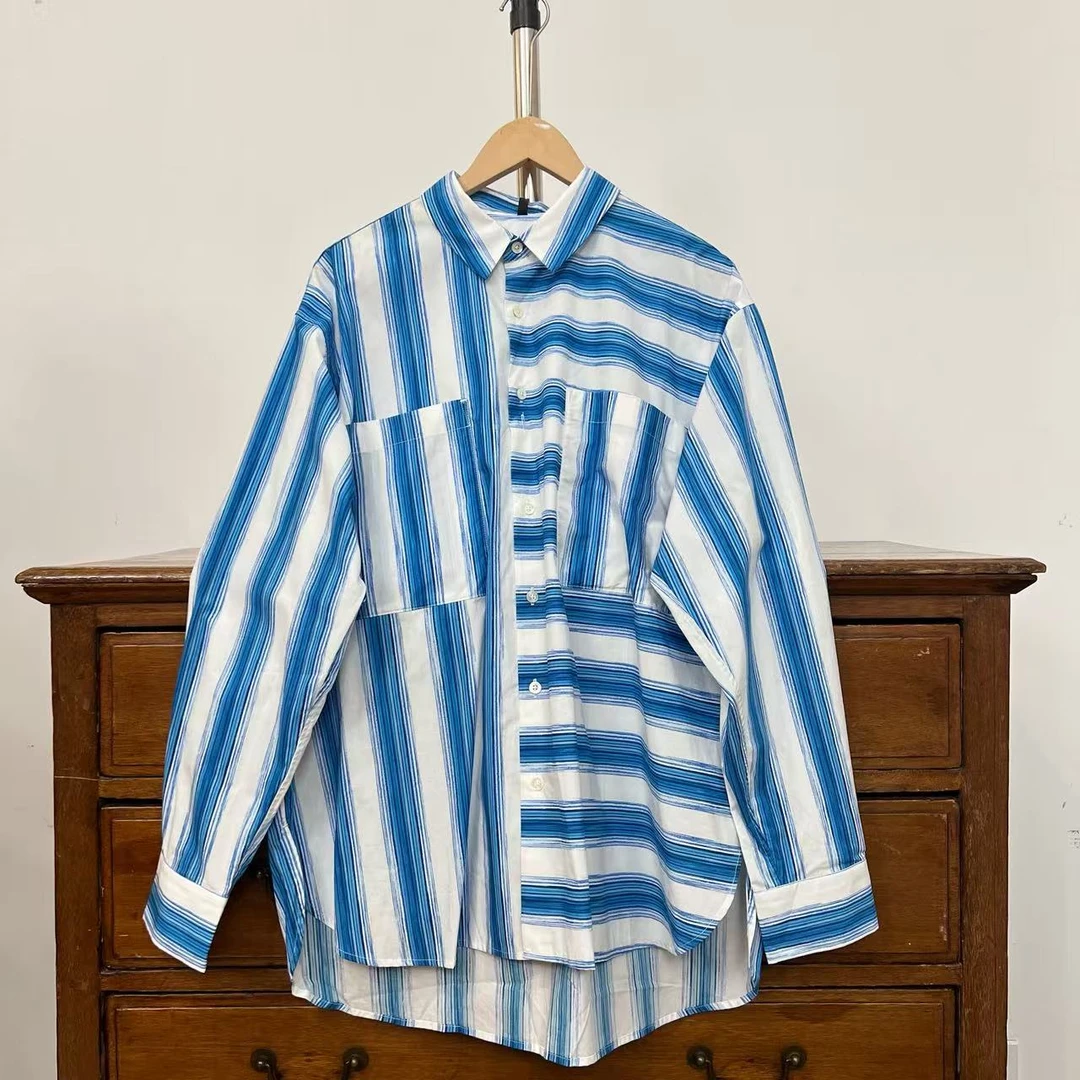 ini 条纹阔版休闲衬衫 XX080 DM25F983