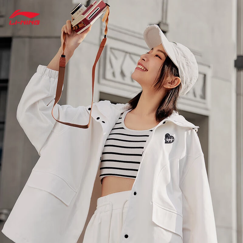 李宁运动风衣女子2025春秋新款户外百搭时尚休闲宽松连帽上衣开衫