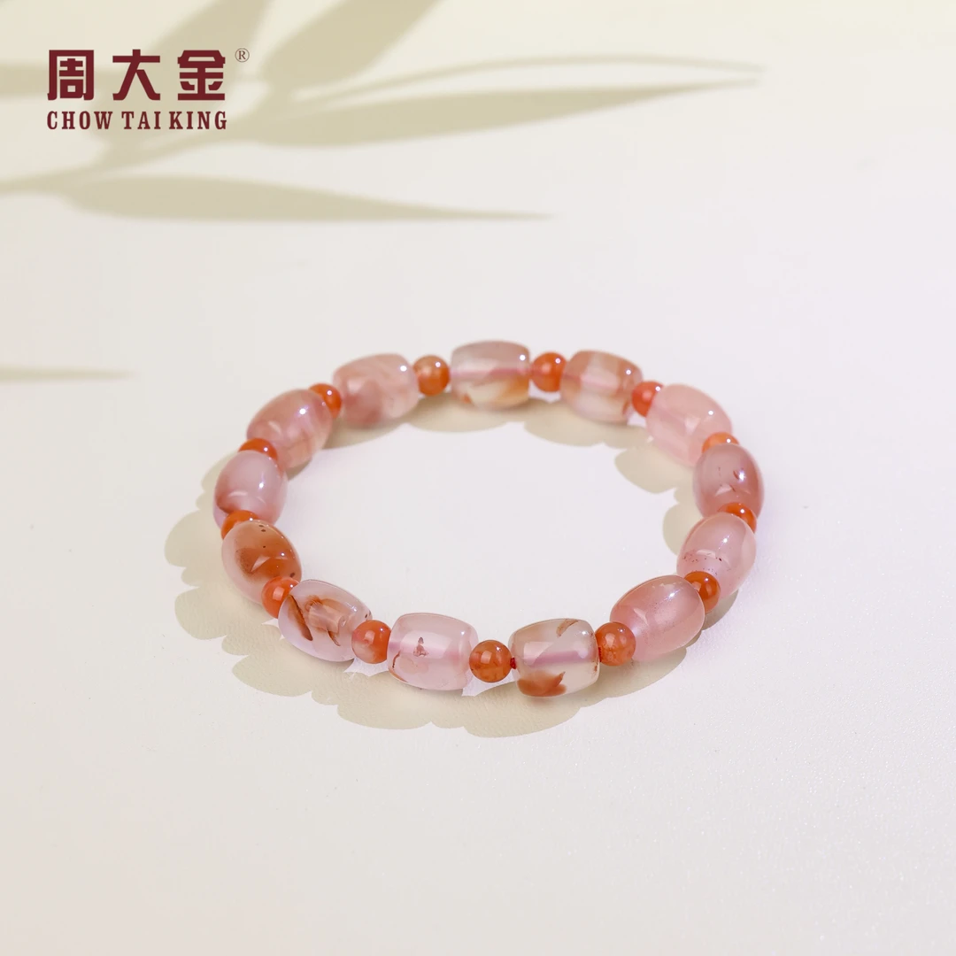 【周大金玉石】南红桶珠圆珠手串-S4345-娟