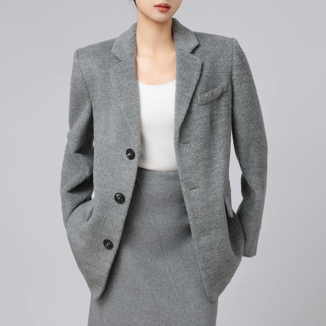 GIRDEAR/哥弟新款复古西服雅丹风秋冬百搭羊毛呢西装外套1400795