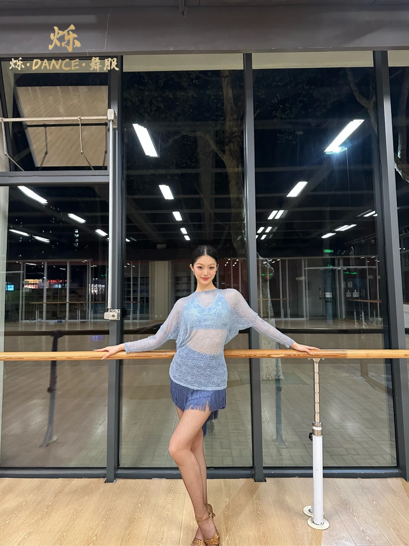 烁DANCE夏季舞服春夏新款深海珍珠拉丁舞大衫多色均码上衣舞蹈服