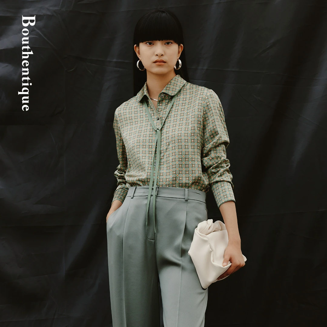 Bouthentique高级感易打理H型宽松长袖衬衣222321N2S17