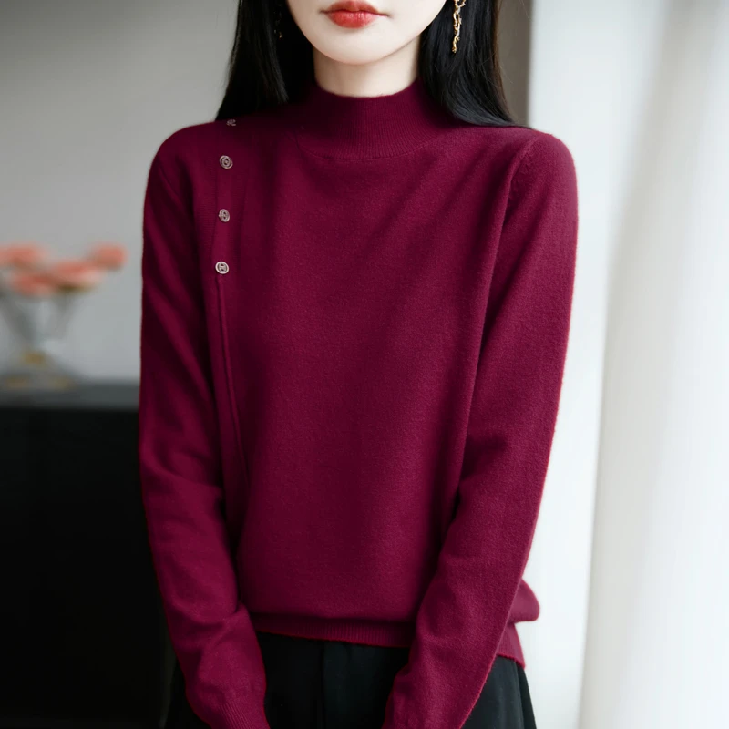 高级感内搭半高领毛衣女2025新款宽松针织打底衫