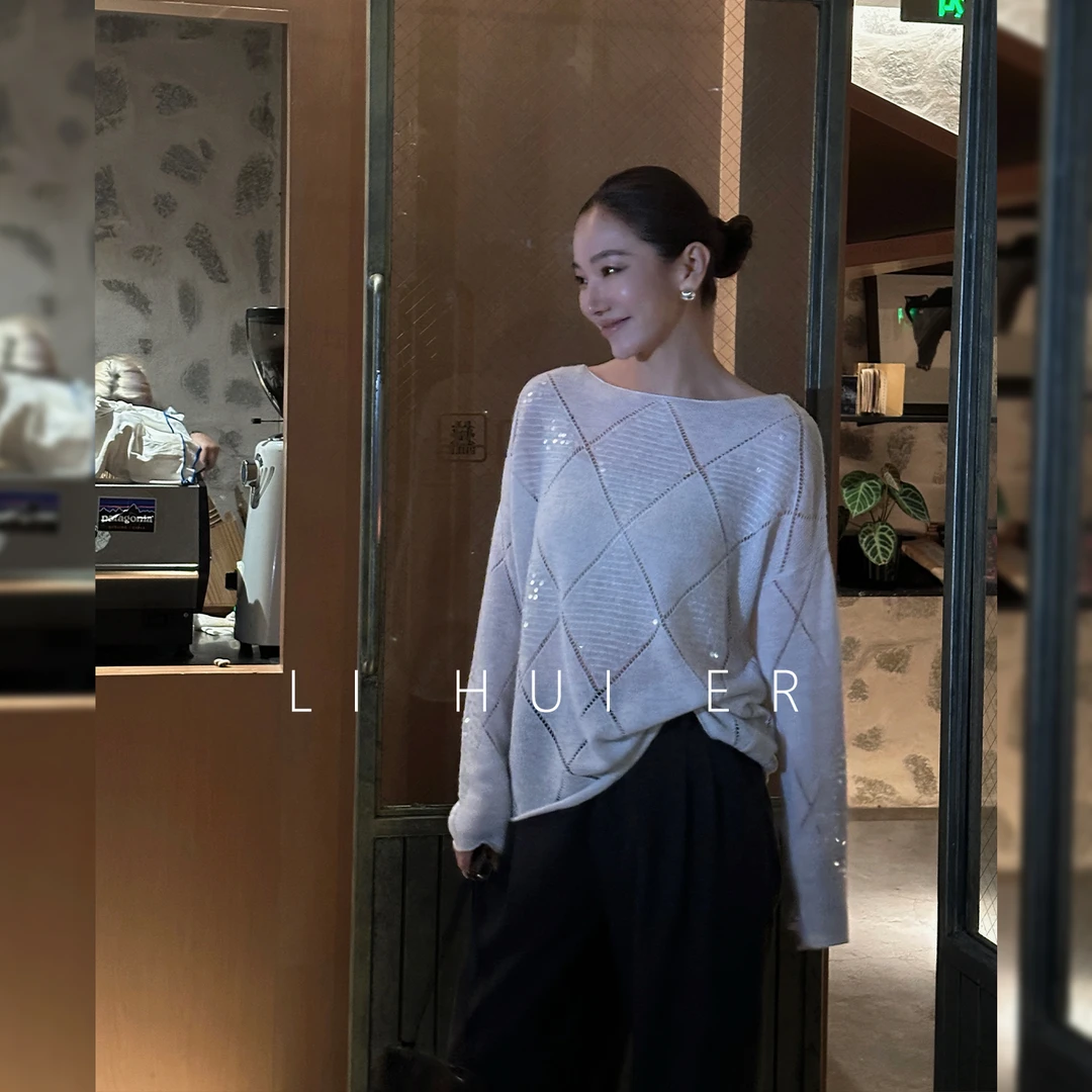 LiHuiEr李慧儿【人鱼泪】冬款时尚气质百搭紫灰色针织上衣YCMZ-036