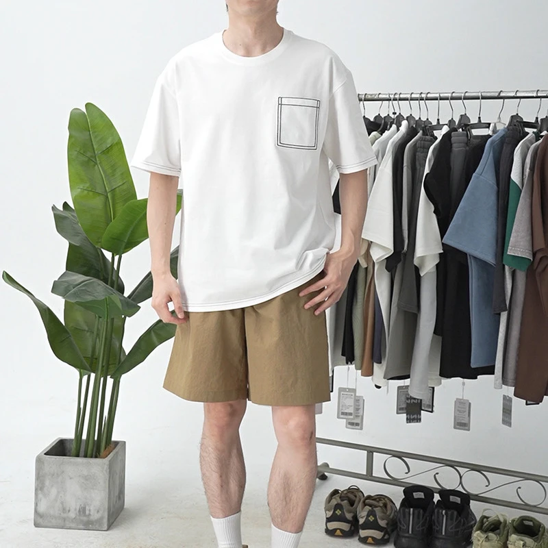 【直播专享】口袋撞色车线T恤+竹节纱短裤