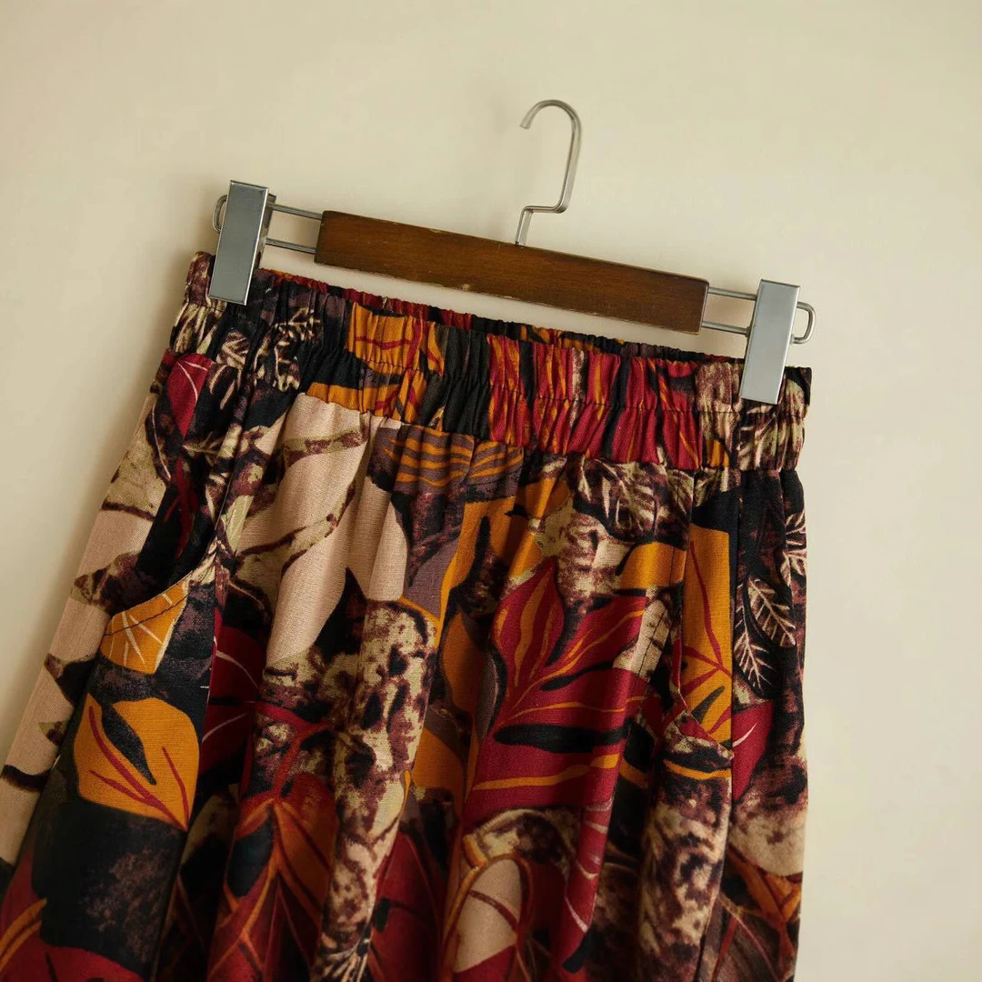 宽松花苞裙原创设计荷包有口袋新品江南松紧休闲腰围袖美夏季