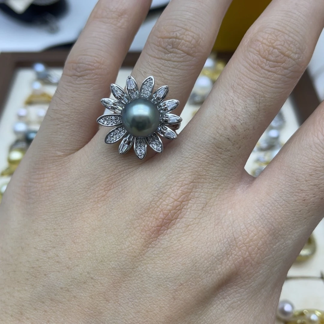 海水珍珠银S925镶嵌戒圈